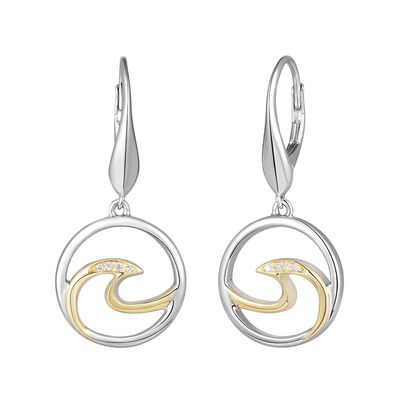 Wave Earrings Sterling Silver and 14kt Gold