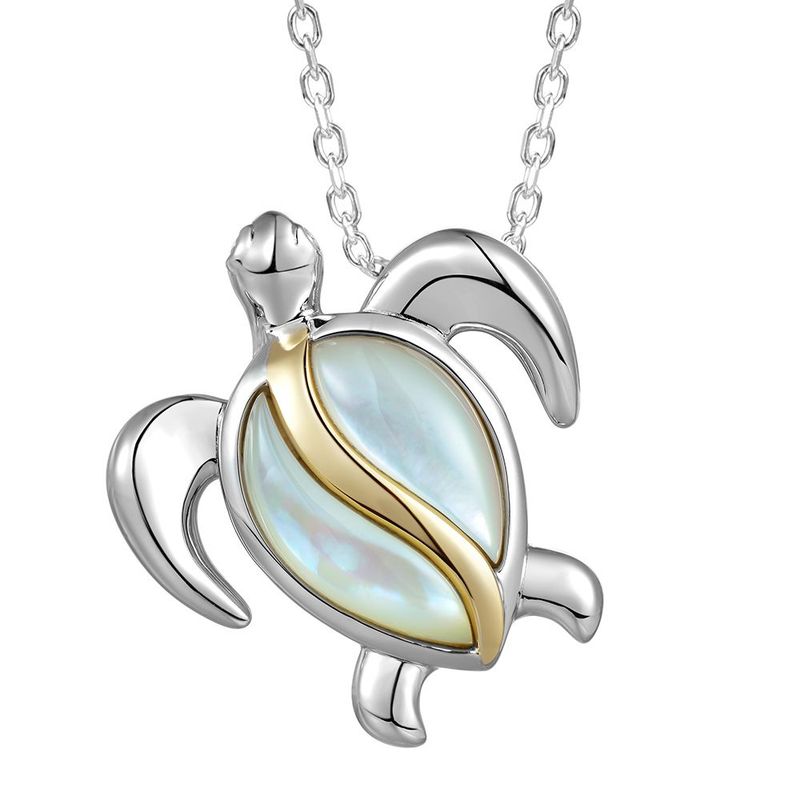 Mother Of Pearl and 14kt Gold Turtle Necklace Mother Of Pearl and 14kt Gold Turtle Necklace