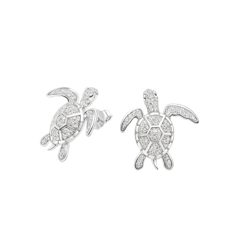 Cubic Zirconia Turtle Earrings