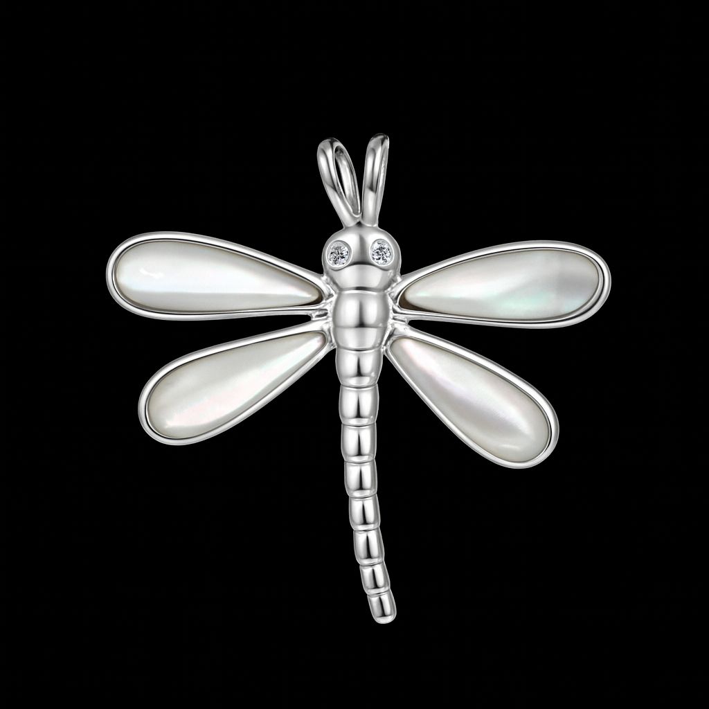 Sterling Silver & Mother-Of-Pearl Dragonfly Pendant Sterling Silver & Mother-Of-Pearl Dragonfly Pendant
