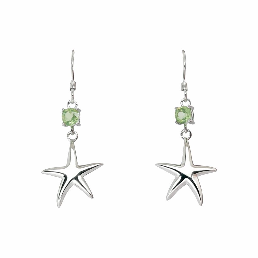 Peridot Starfish Earrings