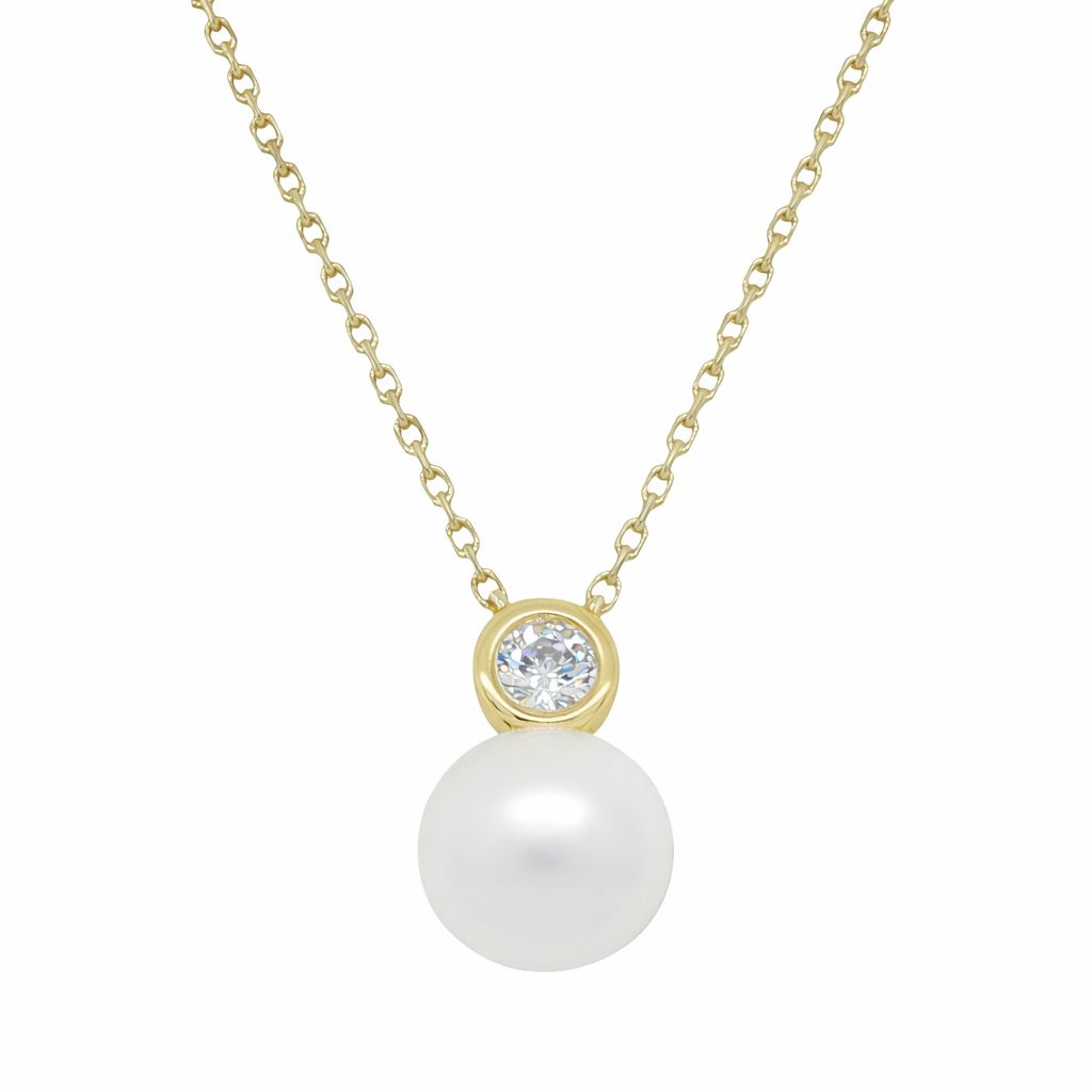 Cubic Zirconia Pearl Necklace