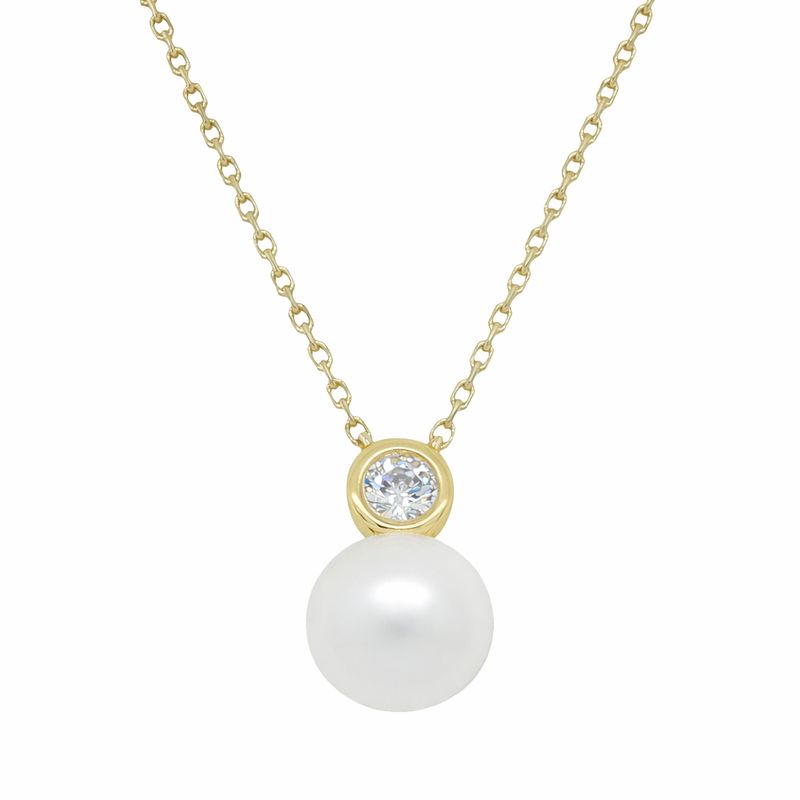 Cubic Zirconia Pearl Necklace