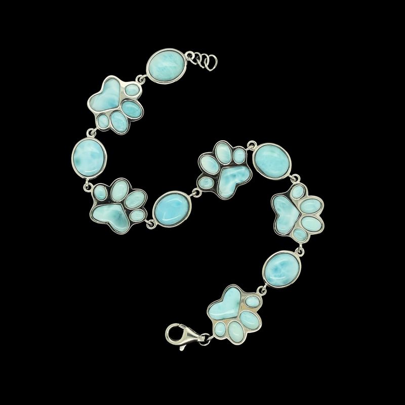Larimar Paw Print Bracelet