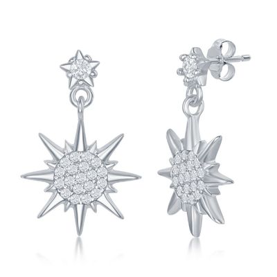 Cubic Zirconia Sunburst Earrings