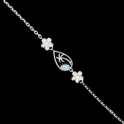 Larimar Palm Tree Flower Bracelet