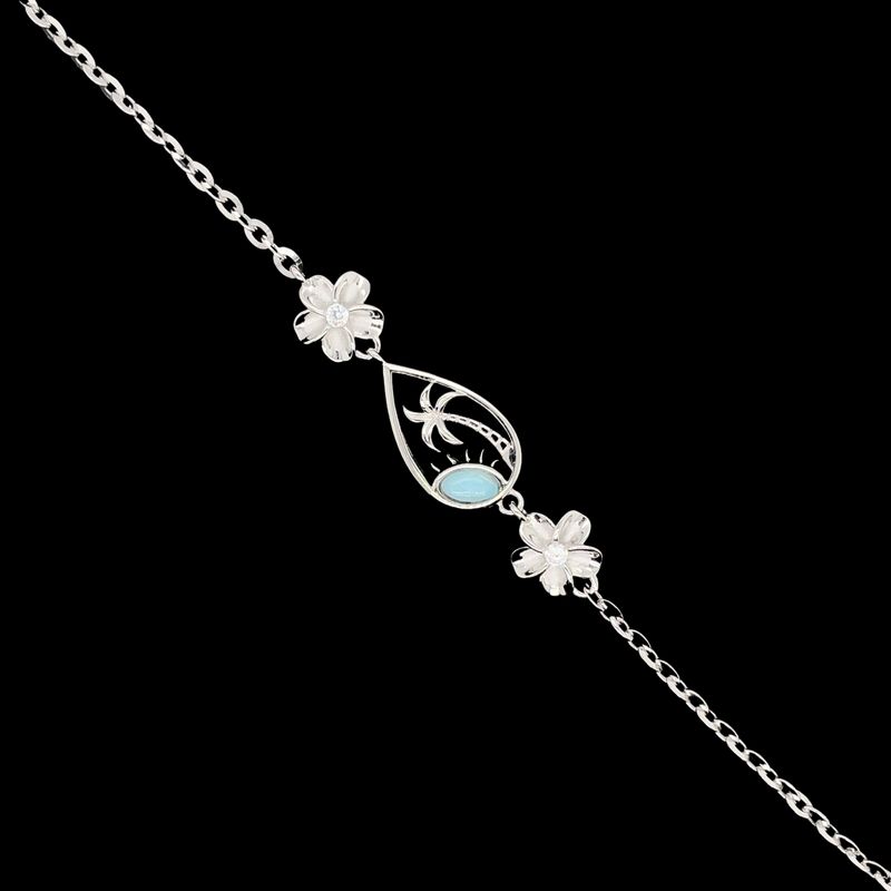 Larimar Palm Tree Flower Bracelet