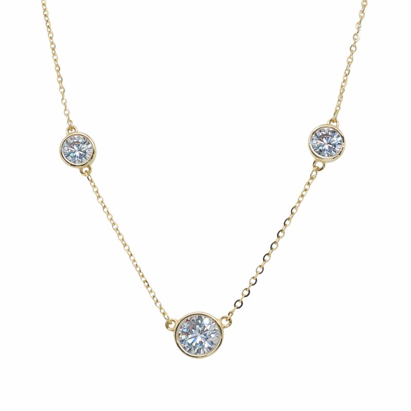 Station Cubic Zirconia Necklace – Gold Finish