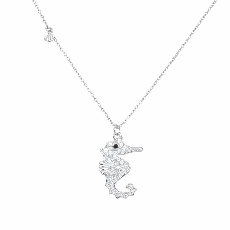 Cubic Zirconia Seahorse Necklace