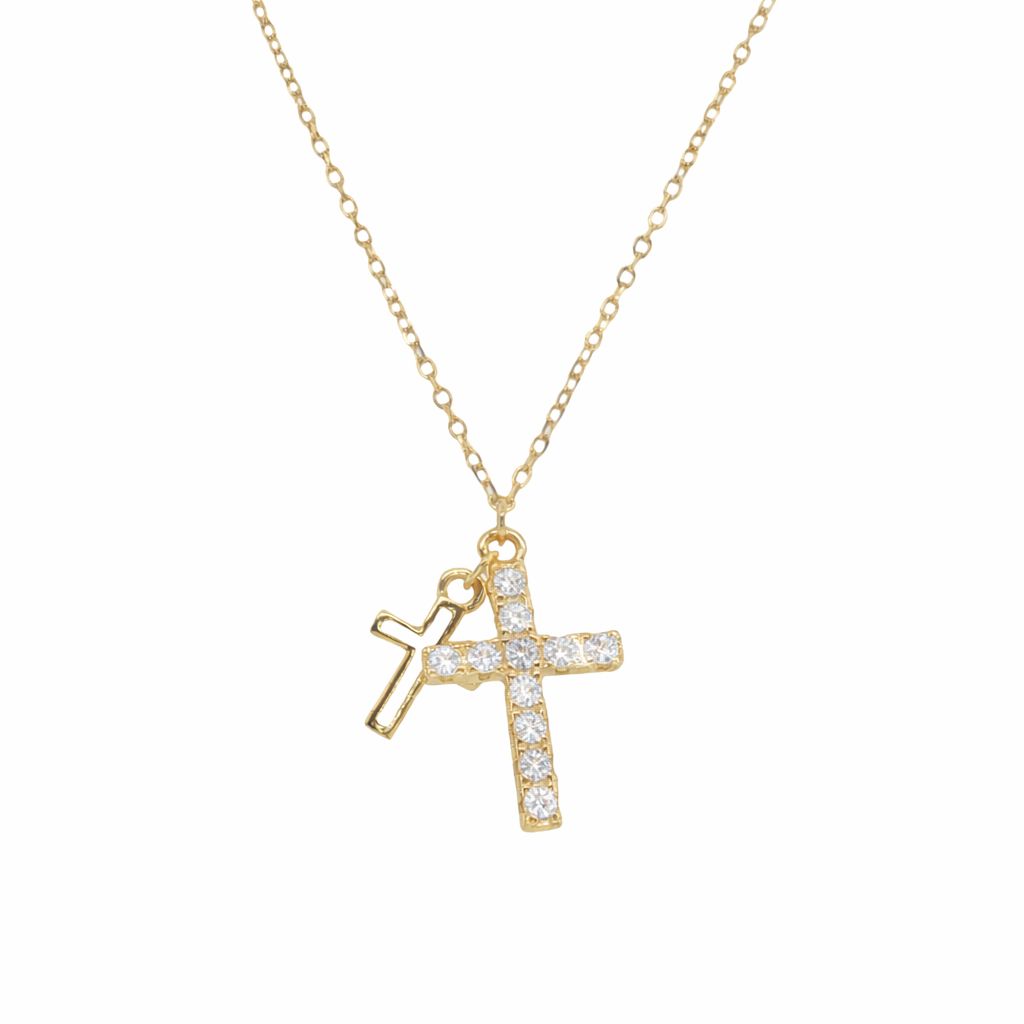 Gold Over Silver Cross Necklace