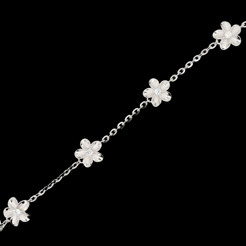 Sterling Silver Flower Ankle Bracelet
