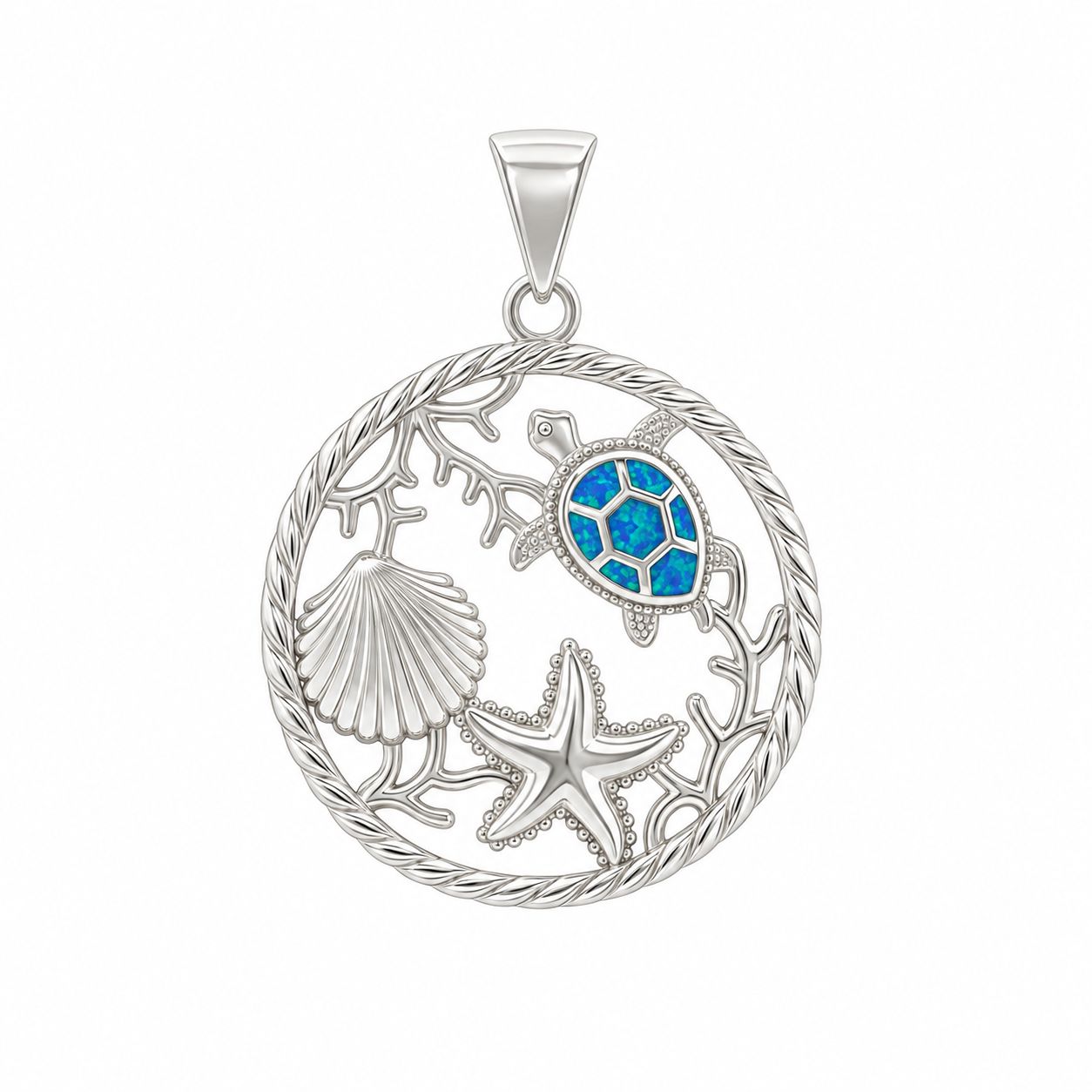 Shell, Starfish & Turtle Pendant