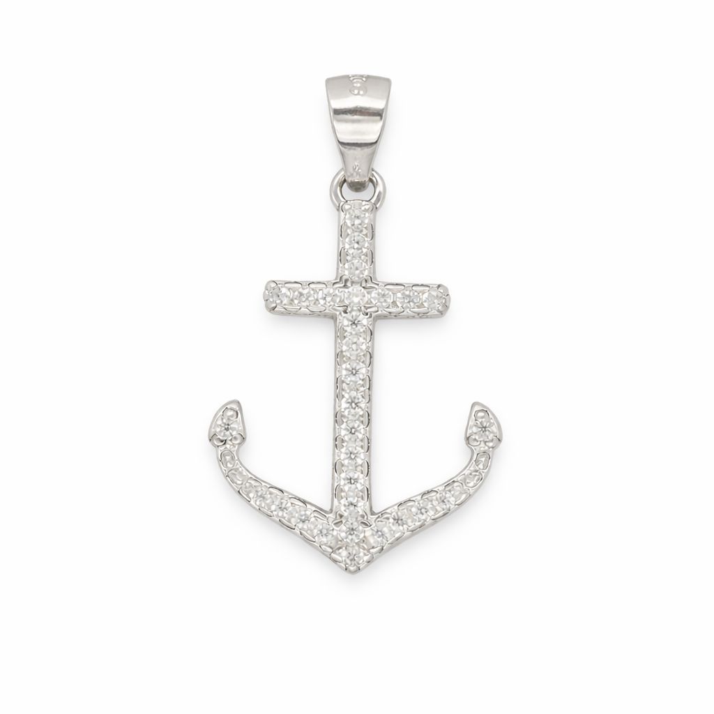 Cubic Zirconia Anchor Pendant