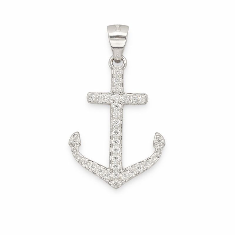 Cubic Zirconia Anchor Pendant