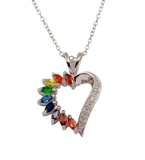 Cubic Zirconia Rainbow Heart Pendant