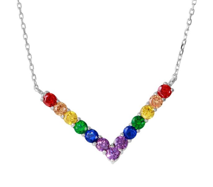 Cubic Zirconia Rainbow Necklace