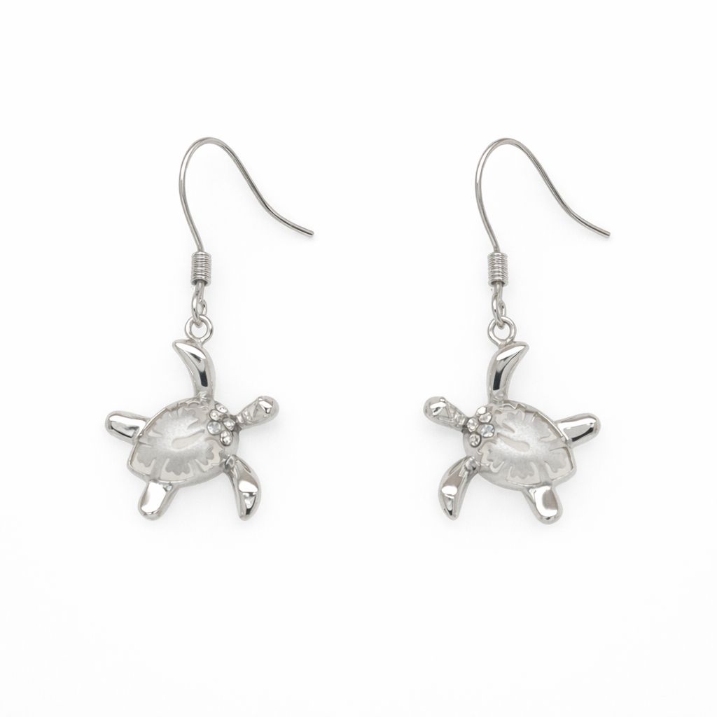 Sterling Silver & Cubic Zirconia Turtle Earrings
