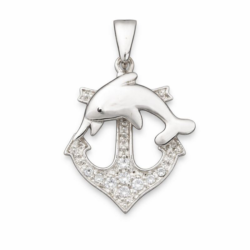 Cubic Zirconia Anchor with Dolphin Pendant