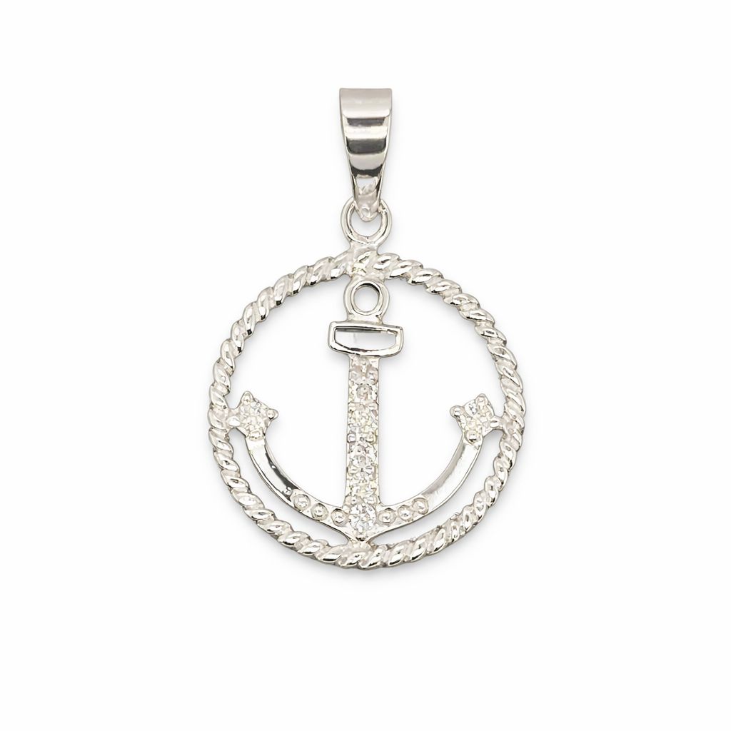 Cubic Zirconia Anchor Pendant