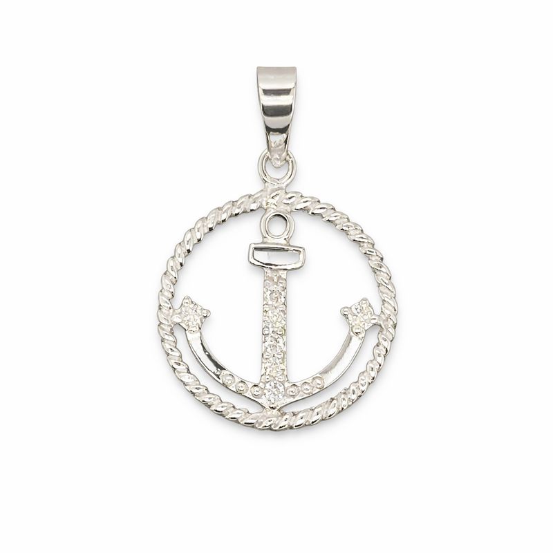 Cubic Zirconia Anchor Pendant