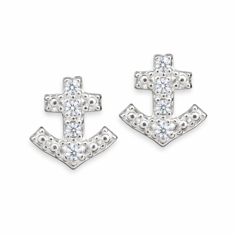 Cubic Zirconia Anchor Earrings