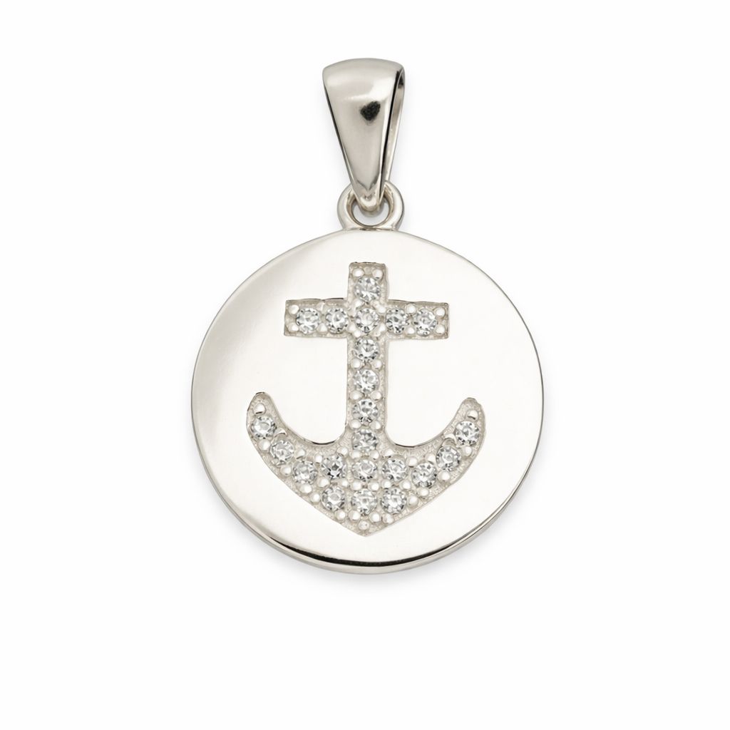 Cubic Zirconia Anchor Pendant