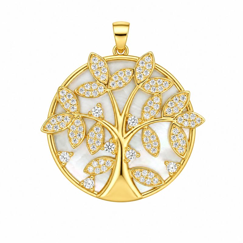 Cubic Zirconia & Mother-of-Pearl Tree of Life Pendant