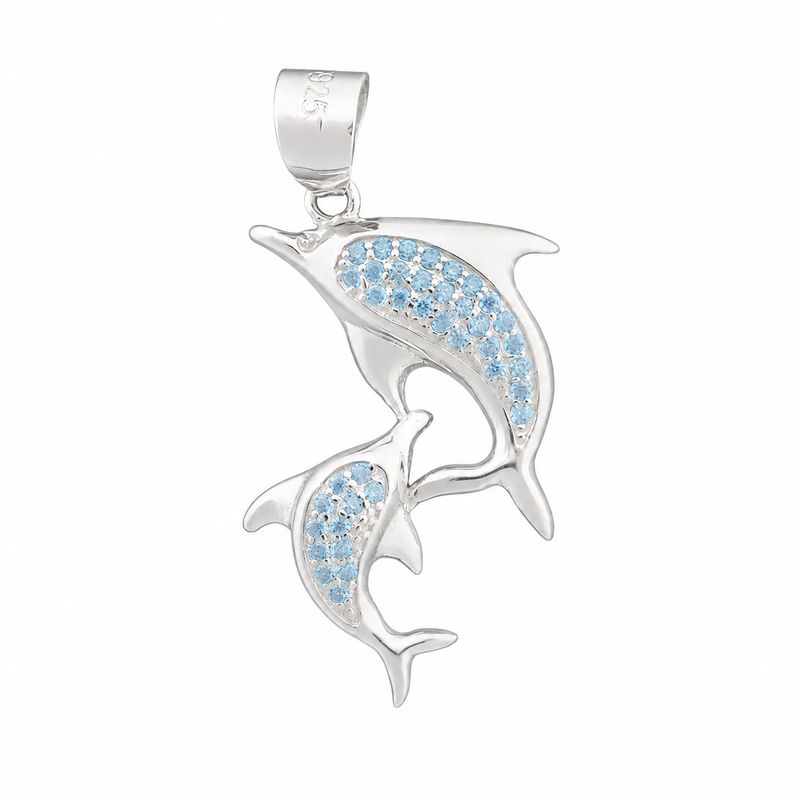 Blue Topaz Dolphin Pendant