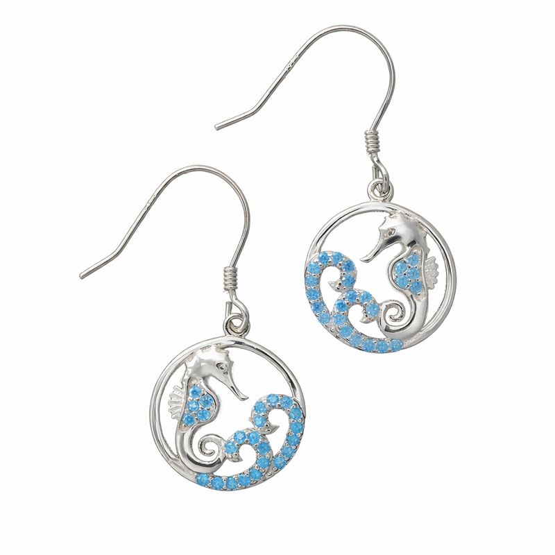 Blue Topaz Seahorse Earrings