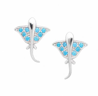 Blue Topaz Manta Ray Earrings