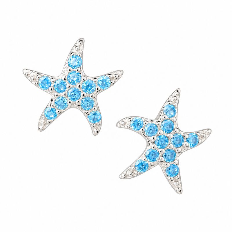 Blue Topaz Starfish Earrings