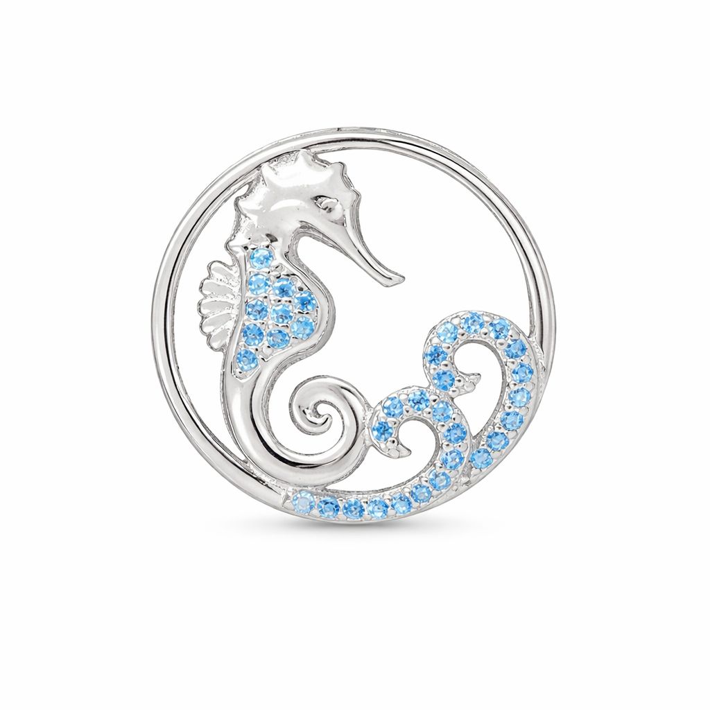 Blue Topaz Seahorse Pendant