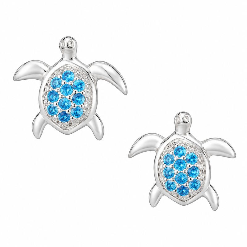 Blue Topaz Turtle Earrings