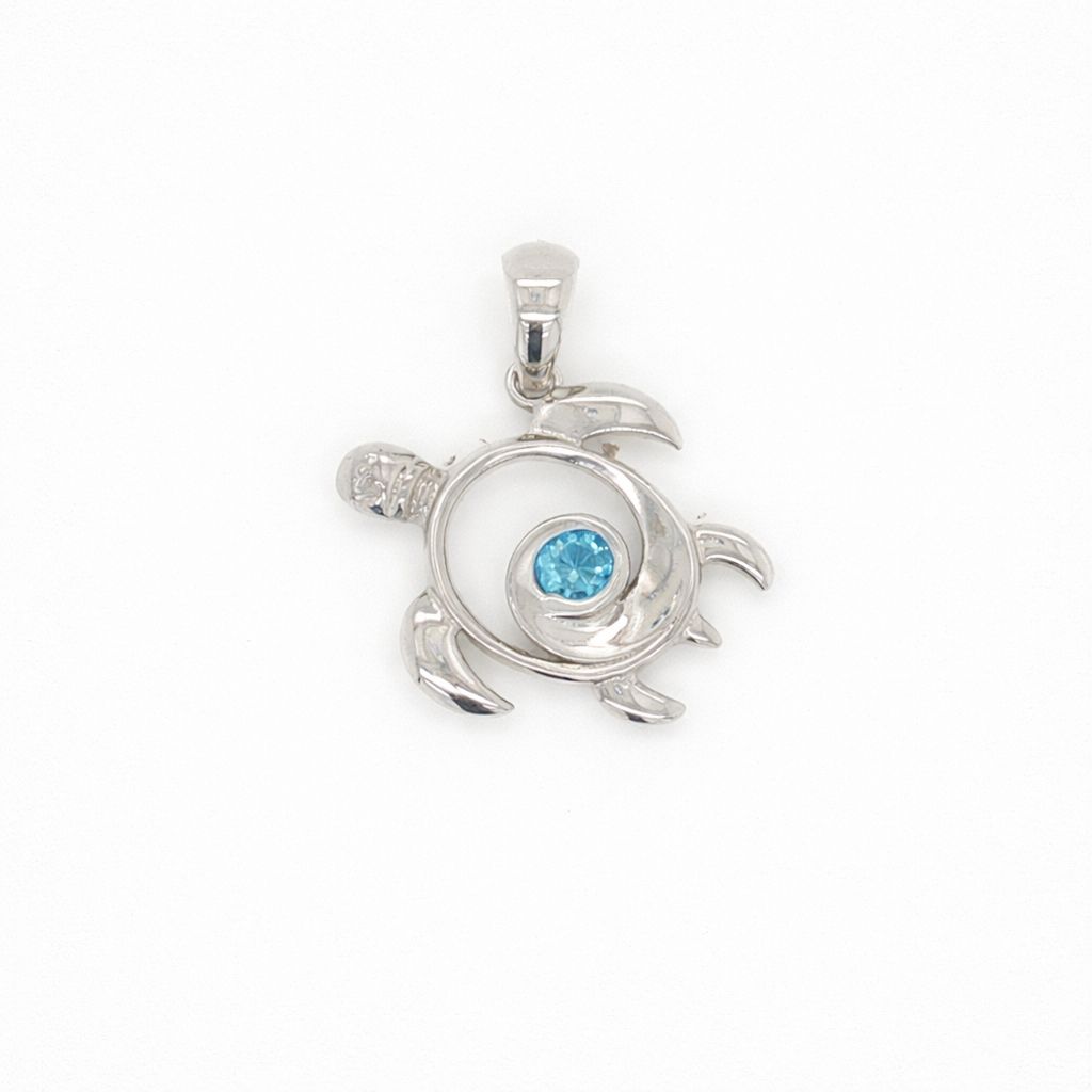 Blue Topaz Turtle Pendant