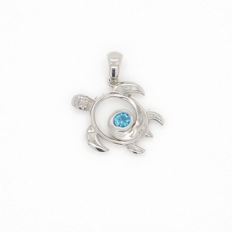 Blue Topaz Turtle Pendant