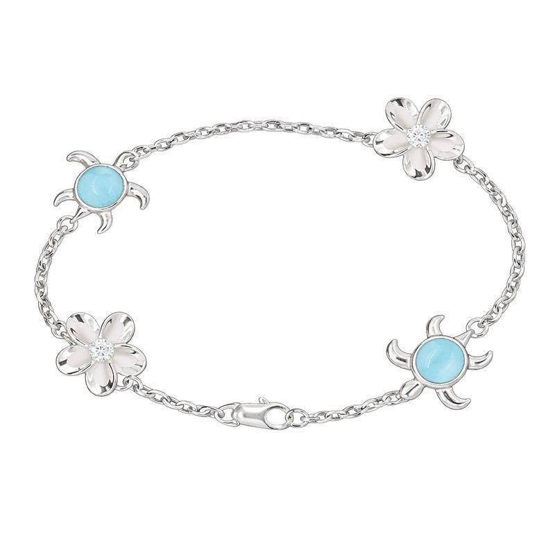 Larimar Turtle & Flower Bracelet