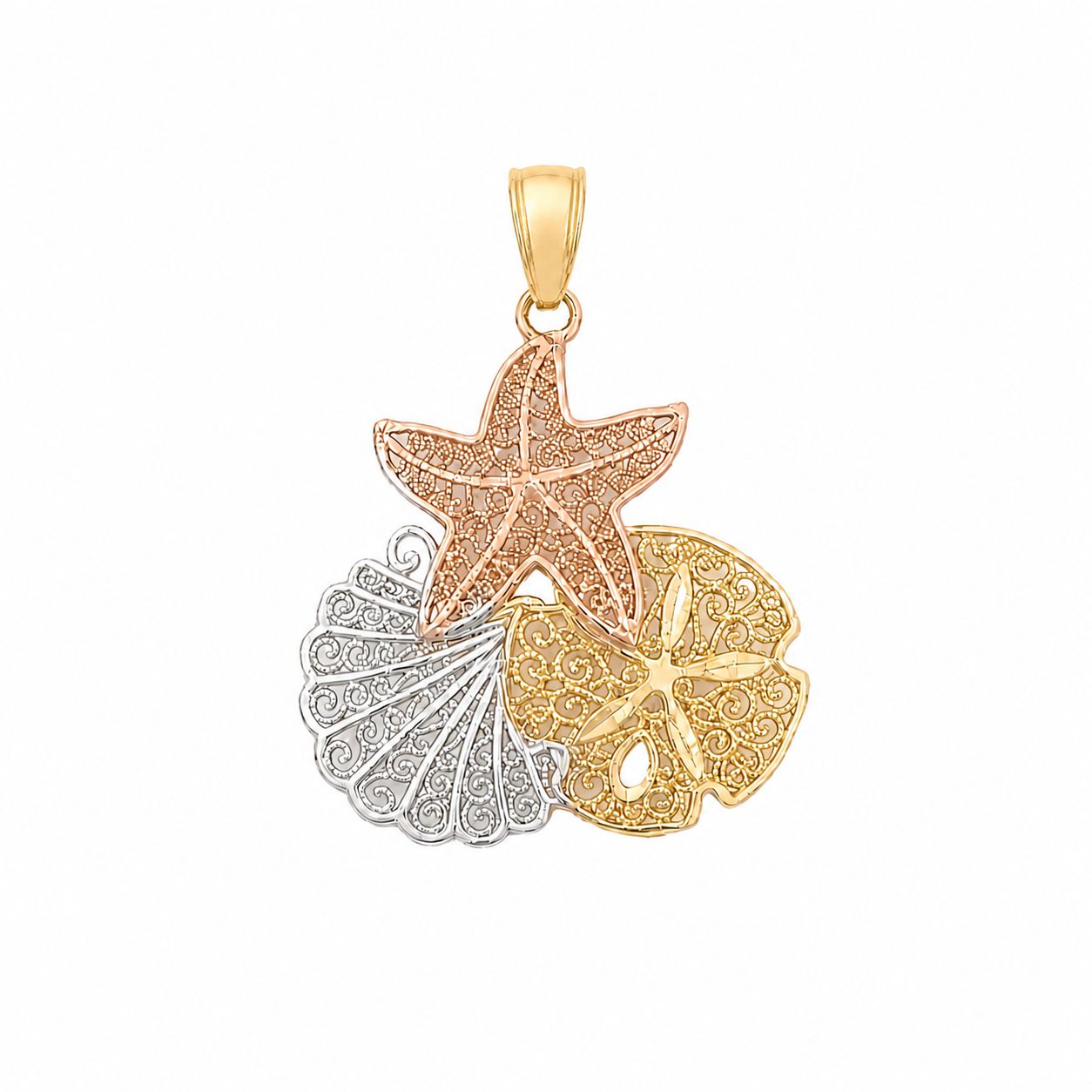 10kt Gold Tri-Color Shell  Pendant Charm