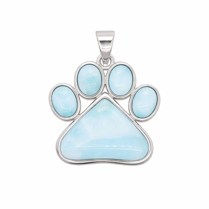 Larimar Paw Print Pendant