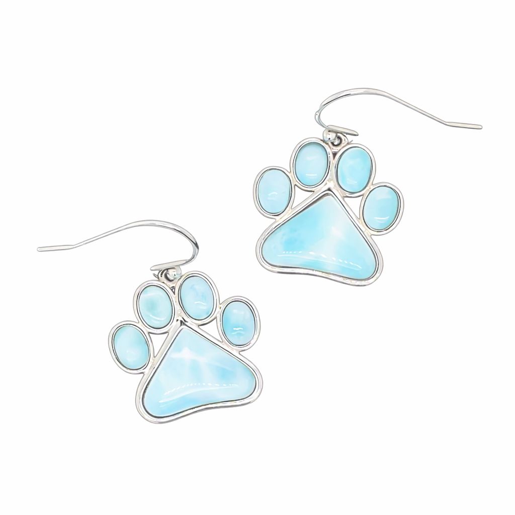 Larimar Paw Print Earrings