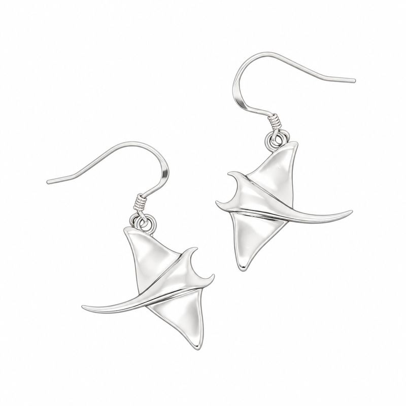 Sterling Silver Manta Ray Earrings