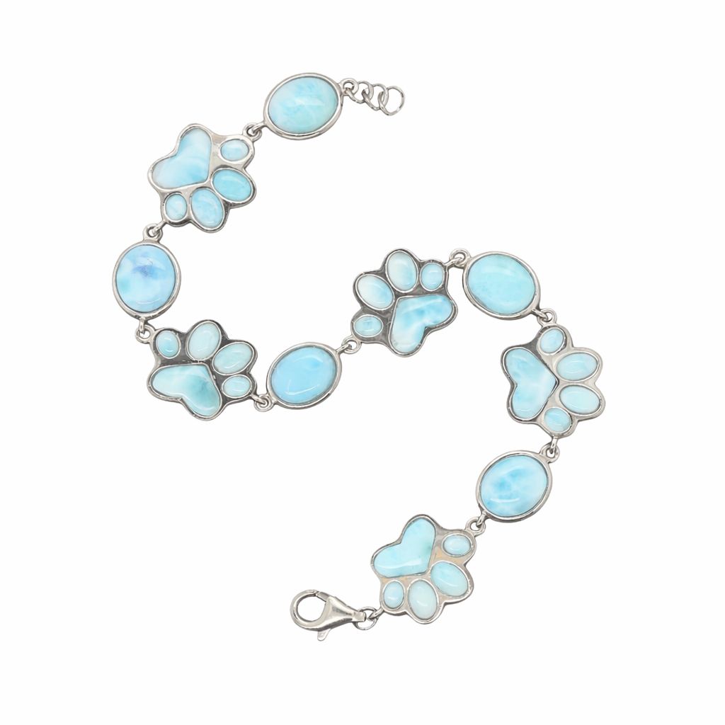 Larimar Paw Print Bracelet