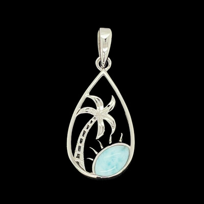 Larimar Palm Tree Pendant Larimar Palm Tree Pendant
