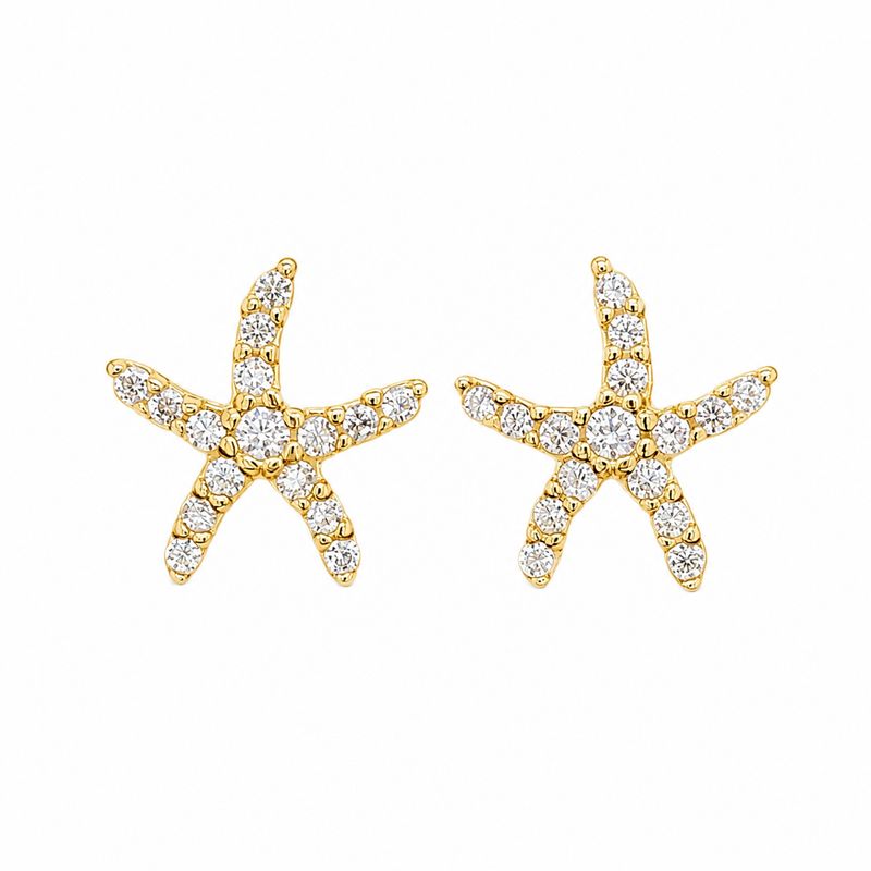 Cubic Zirconia Starfish Earrings