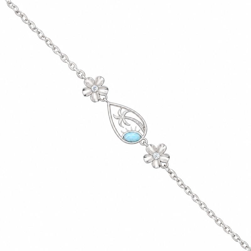 Larimar Palm Tree Flower Bracelet