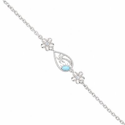 Larimar Palm Tree Flower Bracelet Larimar Palm Tree Flower Bracelet