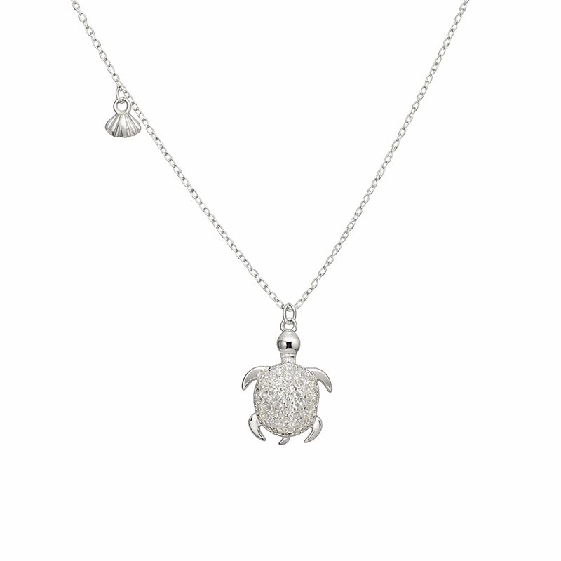 Cubic Zirconia Turtle Necklace