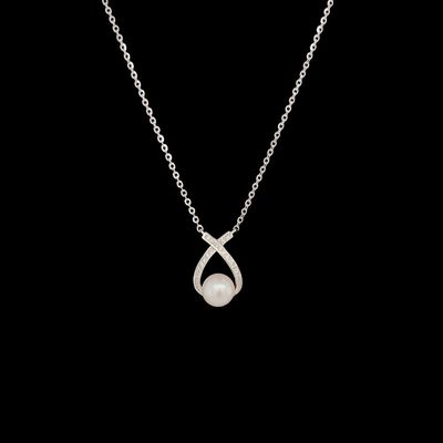 Cubic Zirconia Pearl Teardrop Necklace Cubic Zirconia Pearl Teardrop Necklace