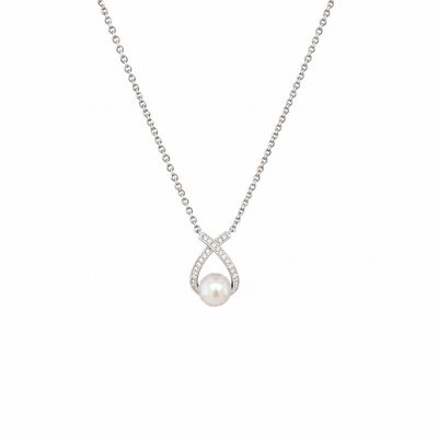 Cubic Zirconia Pearl Teardrop Necklace