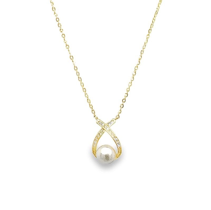 Pearl And Cubic Zirconia Necklace