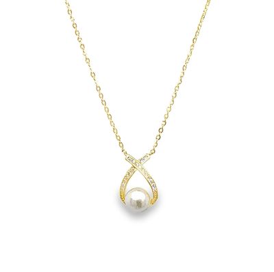 Pearl And Cubic Zirconia Necklace